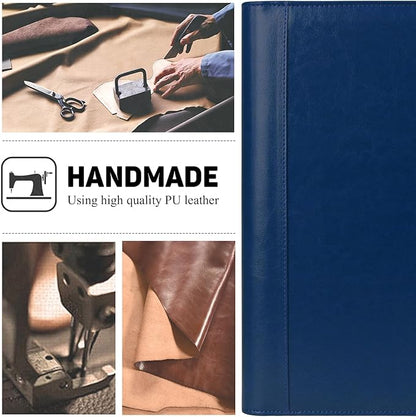 Toplive Padfolio Folder 3 Ring Binder PU Leather Portfolio, Business Interview Resume Portfolio A4/ Letter Size Document Organizer with Clipboard for Women Men, Blue