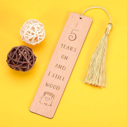 Wooden Bookmark 5 Year Anniversary Wood Gift for Him Her, 5th Anniversary Wooden Gifts for Wife Husband, 5 Year Marriage Gifts Anniversary for Couple, Fifth Anniversary Valentines Gifts for Women Men