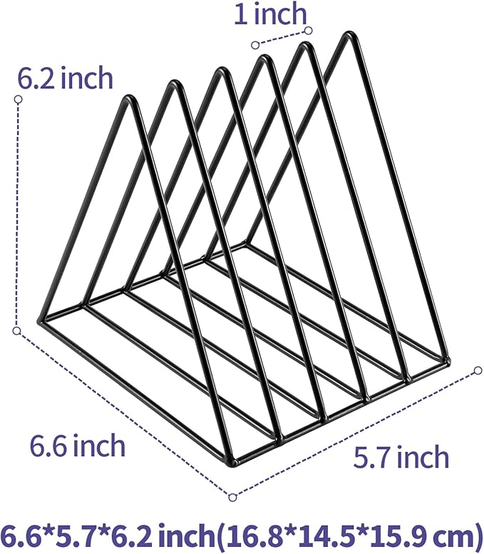 Goiio 1 Pcs Triangle File Holder, 5 Slot Metal Magazine Holder, for Office Home, Black