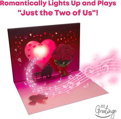 Pop Up Anniversary Card for Couple w/Lights & Music - Happy Anniversary Card for Wife & Girlfriend, Pop Up Card, Wedding Anniversary Card (Couple)