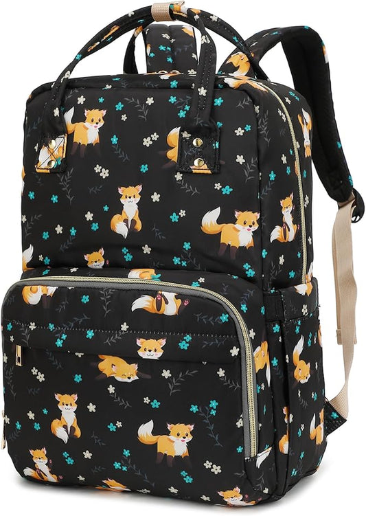 Fox Laptop Backpack College Bookbag School Backpack for Women Girls, Travel Backpack 15.6 Inch Computer Backpacks