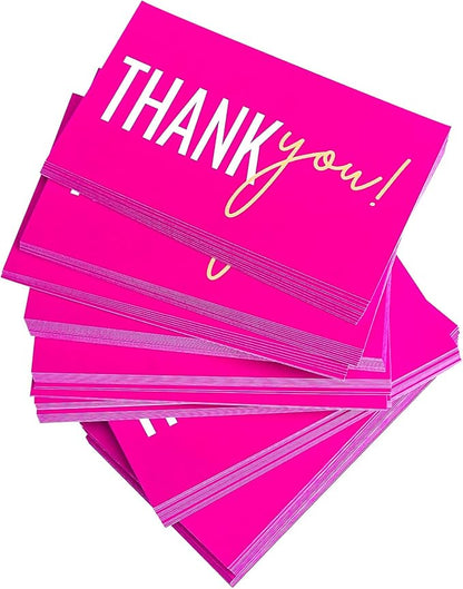 RXBC2011 Gratitude Glow Thank You Cards Hot Pink and Gold appreciation Pack of 100