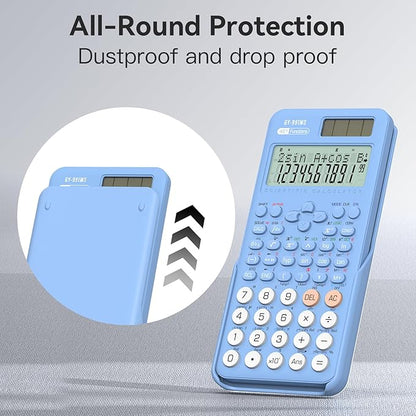 Scientific Calculators School Supplies, ROATEE 401 Functions 2-Line Display with Sliding Cover, Solar Battery Dual Power Kawaii for Middle High School Student and Teacher Dust Resist and Durable