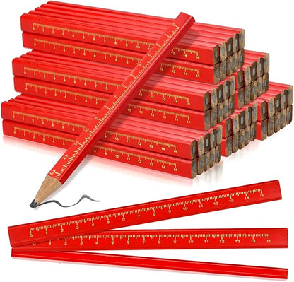 60-Piece Set of Octagonal Hard Black Carpenter Pencils, Ideal for Woodworking Marking and Construction Plan Marking