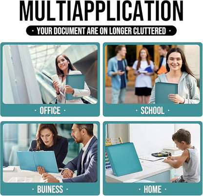 3 Ring Binder 1 Inch, IntoJoy 6 Pack Clear View 3 Hole Binder PVC-Free Fits 8.5x11 Inch Paper Flexible Round Ring Binders for School Office Home Binder Supplies (Green)