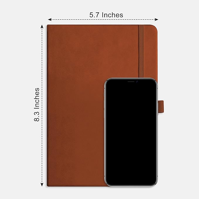 RETTACY Blank Journal Notebook, A5 Blank Journal with 192 Pages, 5.7'' × 8.3'' Medium Size, 68 LB/100 GSM Thick Paper, Leather Hardcover, for Sketching, Drawing, Painting (Brown)