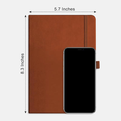 RETTACY Blank Journal Notebook, A5 Blank Journal with 192 Pages, 5.7'' × 8.3'' Medium Size, 68 LB/100 GSM Thick Paper, Leather Hardcover, for Sketching, Drawing, Painting (Brown)