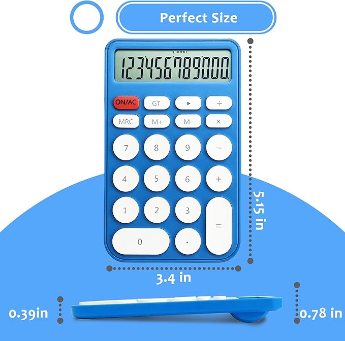 VEWINGL Standard Calculator 12 Digit,Desktop Large Display and Buttons,Calculator with Large LCD Display for Office,School, Home & Business Use,Automatic Sleep,with Battery
