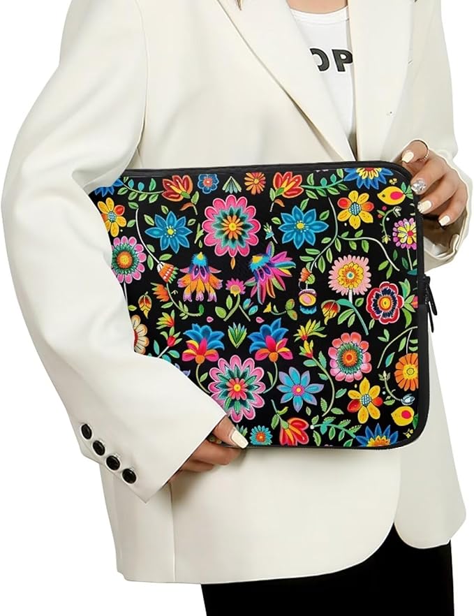 Colorful Flower Lap Top Case for Women Girls 12 inch Laptop Sleeve Portable Computer Sleeve Bag Portable Laptop Protector with Multiple Uses Ideal Gifts for Women Girls Tablet Bag