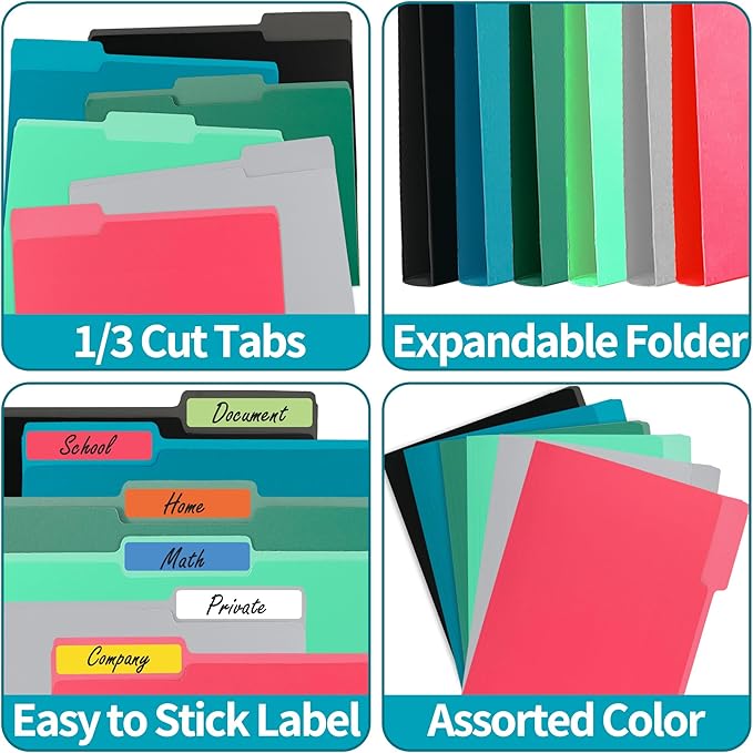 100 Packs Royal Blue File Folder,File Folders Letter Size,1/3-Cut Tabs,8.5x11 Inch File Folders for Office,School and Home,Organizer Documents