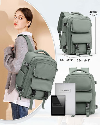 SEAFEW Military Green Travel Backpack for Women,Carry on Backpack Flight Approved,Casual Daypacks Cabin Bagage,Hiking Backpack Lightweight Rucksack(Small)