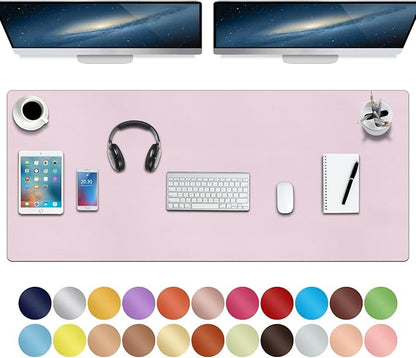 Boutilon Leather Desk Pad,47"x 24"XXX Large Business Desk Pad,Waterproof Student Study Desk Mat Protector Writing Pad for Keyboard and Mouse in Home Office Accessories(XXXL-Light Pink)