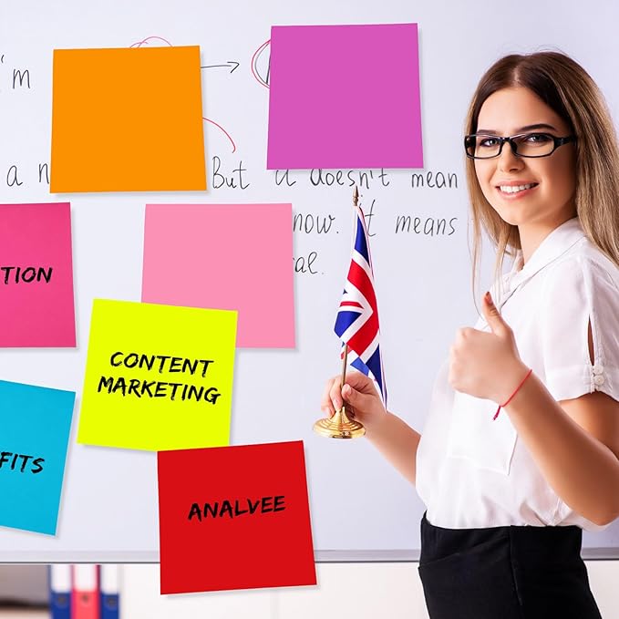 Zubebe 10 Pads 11 x 11 Inch Large Sticky Notes Jumbo Bright Colors Sticky Notepads Self Stick Note Square Memo Post Stickies for Office School, 25 Sheets/pad (Multicolor)