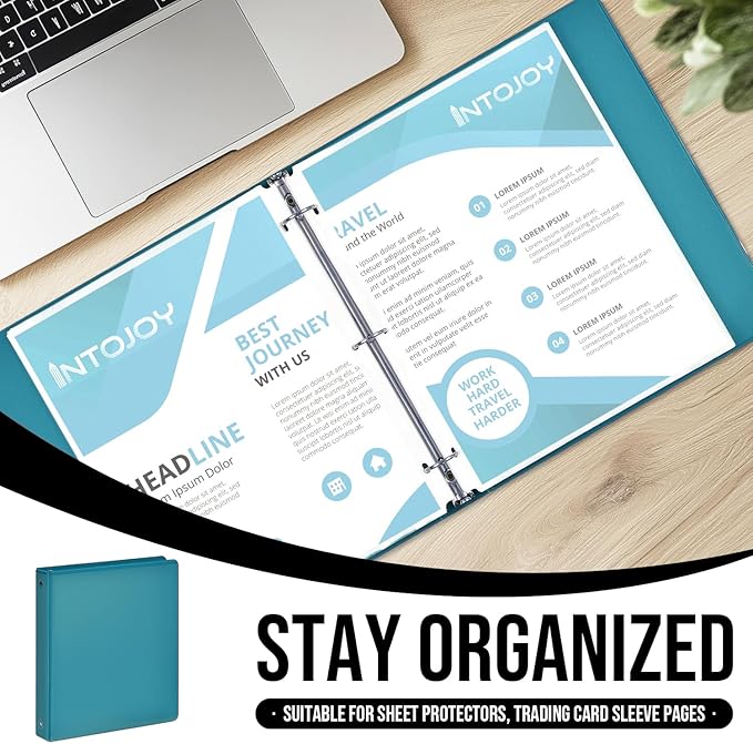 3 Ring Binder 1 Inch, IntoJoy 6 Pack Clear View 3 Hole Binder PVC-Free Fits 8.5x11 Inch Paper Flexible Round Ring Binders for School Office Home Binder Supplies (Green)