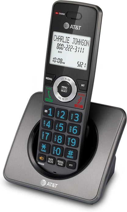 AT&T GL2101 DECT 6.0 Cordless Home Phone with Call Block, Caller ID, Full-Duplex Handset Speakerphone, 2" White Backlit Display, Lighted Keypad (Graphite & Black)