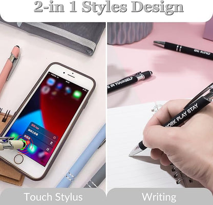 Up to 480 Pcs Personalized Pens in Bulk, Custom Metallic Printed Name Pens with Black Ink, Customized Pens Bulk with Stylus-Great Gift Ideas(Silver Barrel)