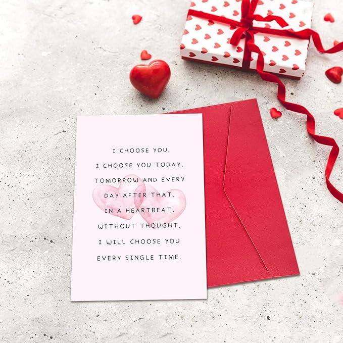 Ogeby Cute Valentines Day Card Gifts for Boyfriend Girlfriend, Sweet Anniversary Cards Gifts for Husband Wife, I Choose You Every day Love Card for Him Her