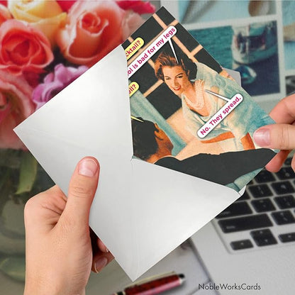 NobleWorks - Funny Birthday Greeting Card with 5 x 7 Inch Envelope (1 Card) Bday Bad for Legs Spread 5678
