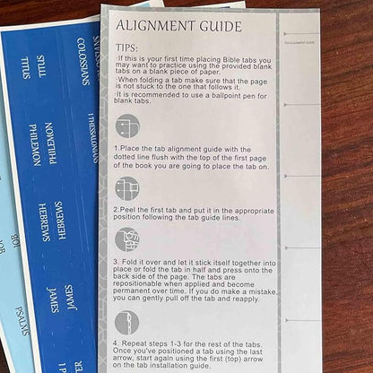 Thinkor Reposition Bible Tabs, Large Print Lanimated Stickers, Easy to Read and Apply Bible Tabs for Women and Man (Four Blue)