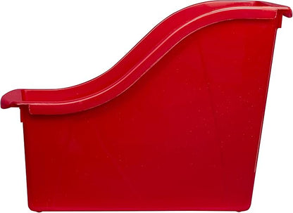 Storex Small Book Bin – Interlocking Plastic Organizer for Home, Office and Classroom, STEM Red, 6-Pack (71109A06C)