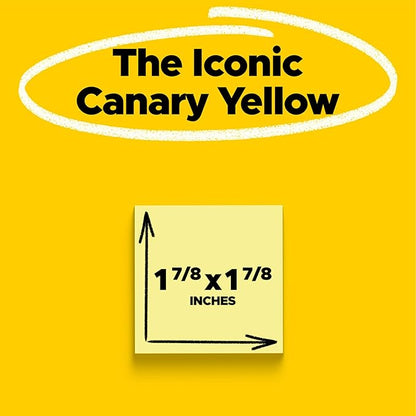 Post-it Super Sticky Notes, 2x2 in, 10 Pads, 2x the Sticking Power, Canary Yellow, Recyclable (622-10SSCY) (Pack of 2)