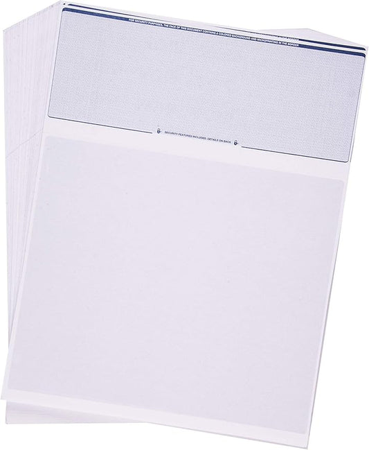 CheckOMatic Computer Business and Personal Check Paper - 100 Pack High Security Check Paper Top Blank Stock Checks Laser Printer Compatible with QuickBooks - Blue Diamond