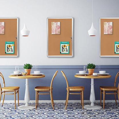 Magula 36"x24" Enclosed Cork Bulletin Board Tamper-Proof Dispaly Case, Aluminium Frame, Shatter Resistant Lockable Bulletin Board, Enclosed Cork Board for School, Office, Commercial, Hospital etc