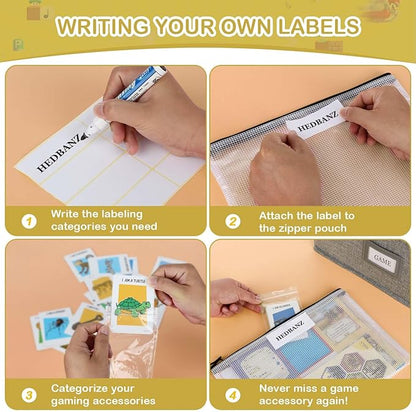 Board Game Storage, Board Game Organizer with 12pcs Zipper Bags and Writable Stickers, Board Game Organizers Storage with Lid for Office Supplies, Puzzles, Video Game, Craft Product