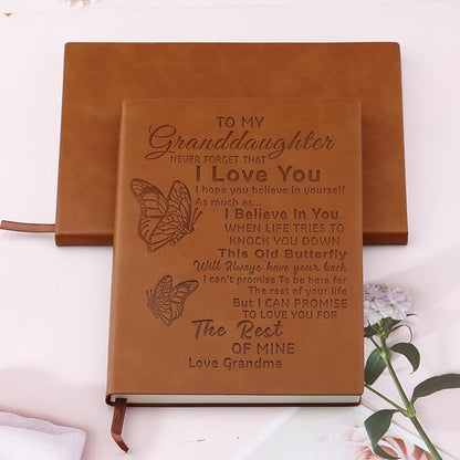 To My Granddaughter Leather Journal Notebook I'll Always Be With You Gifts for Granddaughter 130 Page Travel Journal Diary Sketch Book Gift for Girls (Granddaughter)
