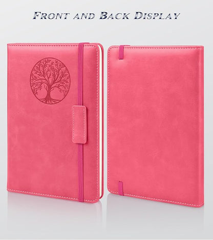 Lined Journal Notebook for Women Men,256 Pages A5 Hardcover Leather Journals for Writing,Travel,Business,Work & School,College Ruled Notebooks for Note Taking,Diary Notepad 5.7"×8.3"(pink)