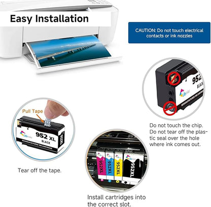 952XL 952 XL Ink Cartridge Combo Pack for 8710 7740 8720 Printer Ink Replacement for HP 952 952xl to Officejet Pro 8702 8210 7720 8715 8730 8740 8216 8725 8700 8200 Printer(Black Cyan Magenta Yellow)