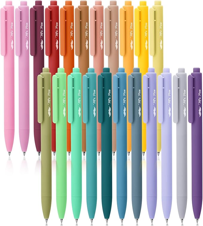 Mr. Pen- Retractable Gel Pens, 22 Pack, Color Ink Gel Pens Fine Point, 22 Vintage Colors, Gel Pens Fine Point, Retractable Pens, Cute Pens, Aesthetic Pens for Journaling Fine Tip Pens