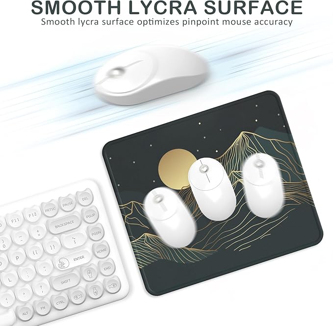 eulps Mouse Pad with Stitched Edge, Multiple Patterns Computer Mouse Pads with Non-Slip Rubber Base, Washable Cloth Mousepad, for Gaming, Laptop, PC (Lunar Peaks)