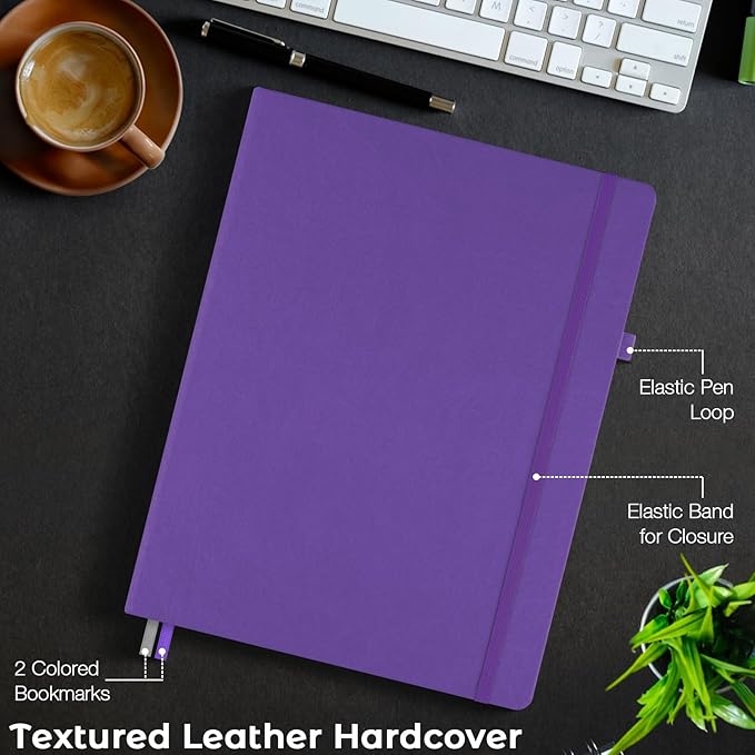 Blank Notebook, Hardcover Sketch Book, 8.5" x 11" Large Blank Journal, No Bleed Thick Paper Sketchbook for Drawing, Unlined Notebook Journal for Women Men, A4 Leather Sketchbook, Lay Flat, Purple