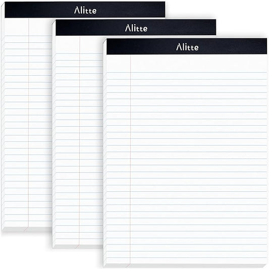 Legal Notepads 8.5 x 11, Pack of 3 - Perforated Wide Ruled Writing Pad - Premium Thick Paper, No Ink Bleeding - Blank Legal Pads For Home, Office, School, Business - 50 Sheets Per Notebook