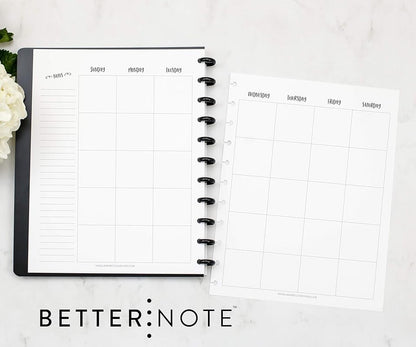 BetterNote Horizontal Undated Calendar Refill Pages for Disc Notebook, fits The Happy Planner, Discbound Levenger Circa, Staples Arc, TUL (Whimsy- 6 months, 11-Disc, 8.5"x11")
