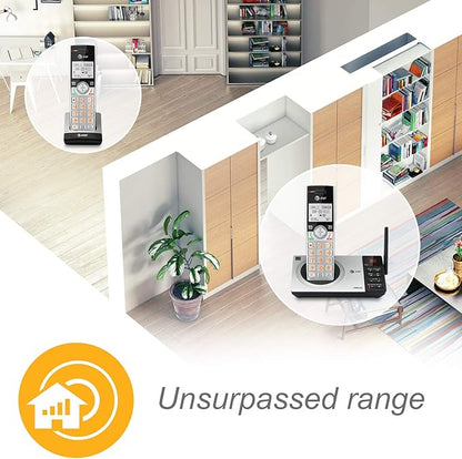 AT&T CL82507 DECT 6.0 5-Handset Cordless Phone for Home with Answering Machine, Call Blocking, Caller ID Announcer, Intercom and Long Range, Silver (CL82507)