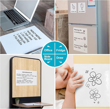 Dry Erase Board Sticker- Whiteboard Stickers-8.3''x11.7'' Removable Dry Erase Sheets- Fridge Dry Erase Paper for Wall/Desk/Refrigerator/Door/Locker/Home/Office/Classroom (White-4 Pcs)