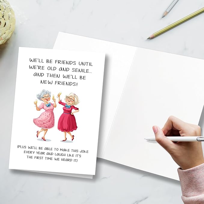 Funny Friendship Card for Besties, Best Friend Birthday Card for Women, Cute Birthday Cards for Female Friends and Best Sisters, We will Always Be Friends Until We Are Old