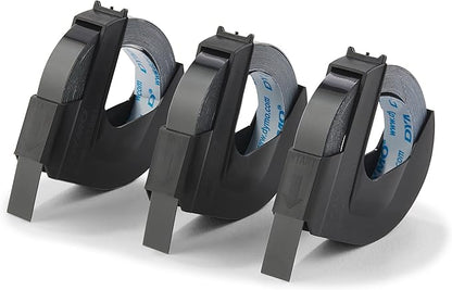 DYMO Self-Adhesive Embossing Labels, White Print on Black Tape, 3/8-Inch x 9.8-Foot Roll, 3 Pack