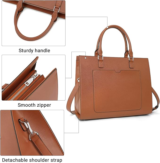 Telena Laptop Tote Bag for Women, 15.6 Inch Shoulder Tote Bag Leather Briefcase for Women, Large Capacity Handbag Bags