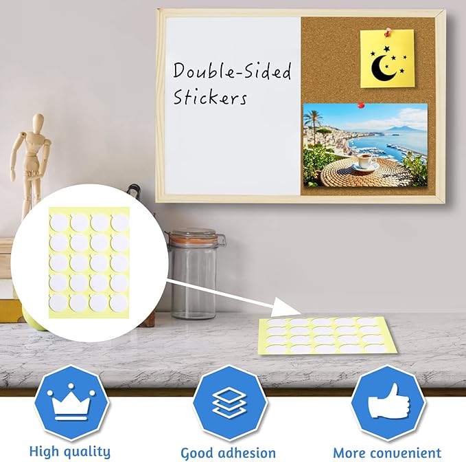 OWLKELA Dry Erase Cork Board 16.5"x12.6", Notice Pin Board, Memo Board, Vision Board, Bulletin Board for Office, Classroom or Home, Mounting Hardware and Push Pins Included, Wooden Frame