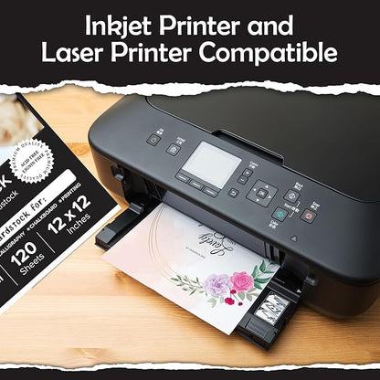 SANZIX 120 Sheets of White Cardstock 12 x 12 Inches, 220 GSM 80 Lbs - Perfect for Crafting, Scrapbooking, DIY Projects, Card Making, Invitations | Thick White 12x12 Cardstock for Professional Results