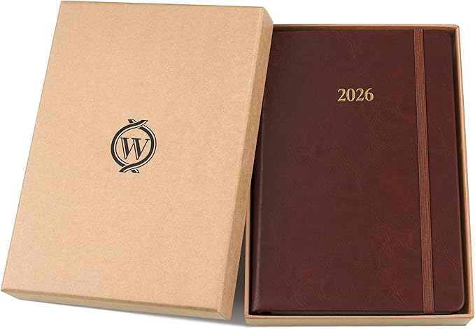 Wykeham's Executive 2026 Daily Journal Planner – US Public Holidays & Format – Customization Available (Conker, 8.5"×5.5")