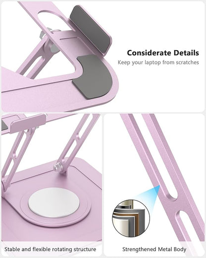 Laptop Srand for Desk,Laptop Riser for Desk, Adjustable Laptop Stand for Desk, Laptop Stand, Protable laptop stand Adjustable Height, Desk Laptop Stands,Stand for laptop on desk,Fits MacBook,Pink