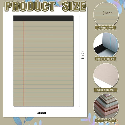 Lincia 24 Pcs 4" x 6" Legal Pad Writing Notepads Small Legal Pad College Ruled 30 Sheets Multiple Color Lined Note for Work 80 Gsm Paper for Grocery List Shopping List (Classic Color)