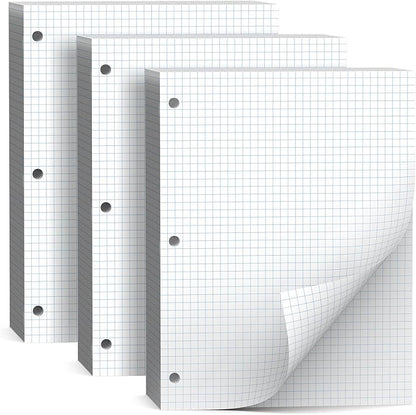 360 Sheets Quad Ruled Graph Paper, 3 Hole Punch Paper 8 x 10.5 White, Loose Leaf Graph Paper,Filler Paper 4 x 4 Graph Rule, Notebook Paper for 3 Ring Binder, Engineering Paper for School Home Business