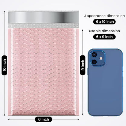 Fuxury Bubble Mailer, 6x10 Inch Bubble Mailers 50 Pack, Self-Seal Adhesive Padded Envelopes, Water Resistant Mailers, Shipping Envelopes for Packaging, Small Business, Mailing,Bulk Light Pink #0