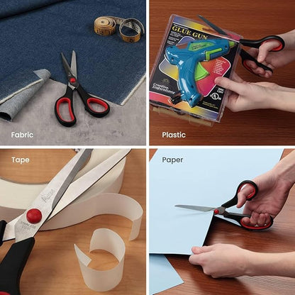 Acurit 8" Multipurpose Comfort Grip Stainless Steel Office Scissors - Right or Left Hand Scissors for Office Use – Rust and Wear-Resistant Blades, Precise Cuts for Mixed Media Crafts