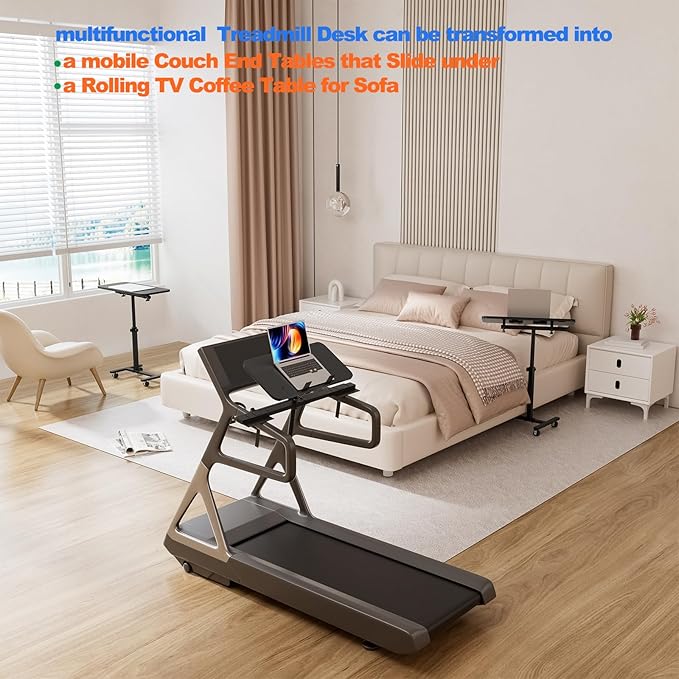 multifunctional Wooden Laptop Treadmill Desk with 2 cooling fan.Rolling Laptop Workstation Stand Cart Desk for Laptops, Books, Tablets, and Art, Made for Sofa,Treadmill,car,Bed,Chair,or Standing